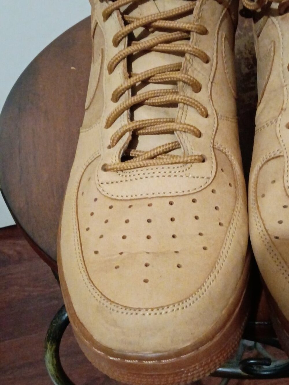 Nike Air Force 1 High ’07 Flax Wheat Men’s Size 12 Suede Sneakers Tan Gum Sole - Picture 7 of 13